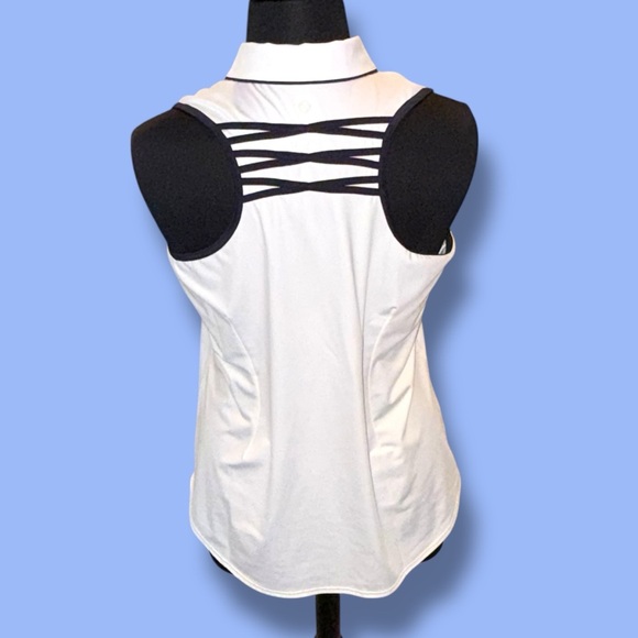 JOFIT Women’s Racerback Sleeveless Golf Polo - White/ Navy XXL - Picture 4 of 12